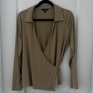 Banana Republic Wrap-Style Tan Top